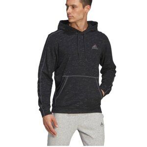 adidas Essentials Melange Embroidered Logo Hoodie – Men’s Medium, Grey/Black